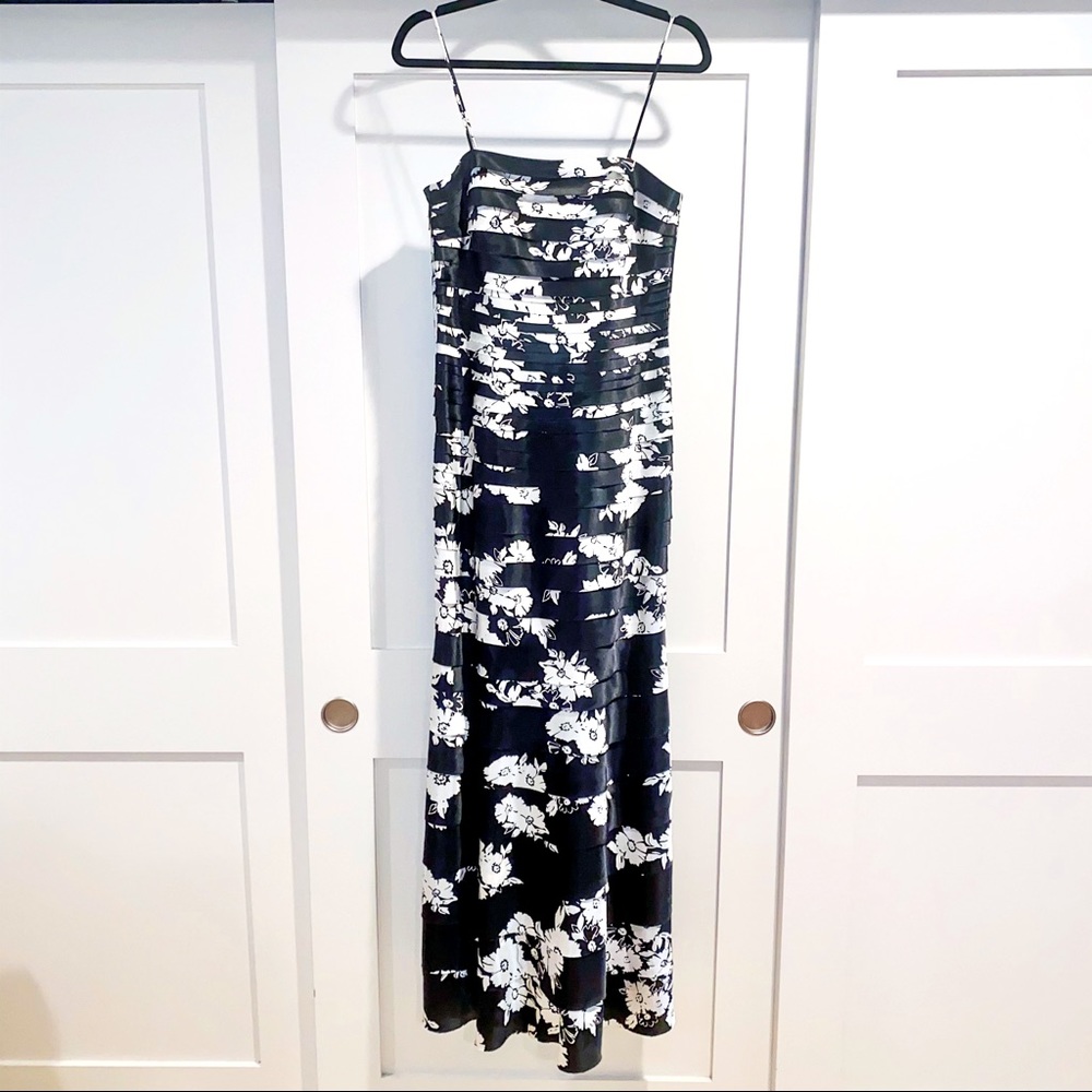 Formal Tiered Satin Floral Gown